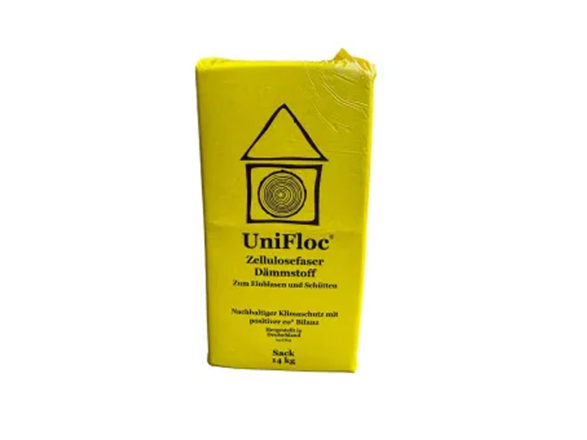 Unifloc Zellulosedämmung 14 kg Sack – Fußbodenschüttung und Einblasdämmung