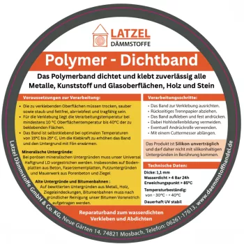 Polymer Dichtband Breite 75 mm Rolle