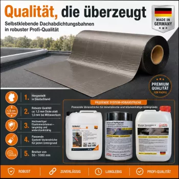 Selbstklebende Dachabdichtungsbahn Aluminiumbeschichtet