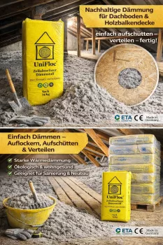 Unifloc Zellulosedämmung Palette 294 kg Fußbodenschüttung - Dämmung Geschoßdecke