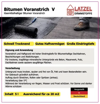 Bitumen Voranstrich V lösemittelhaltig Gutes Haftvermögen  10 L Kanister