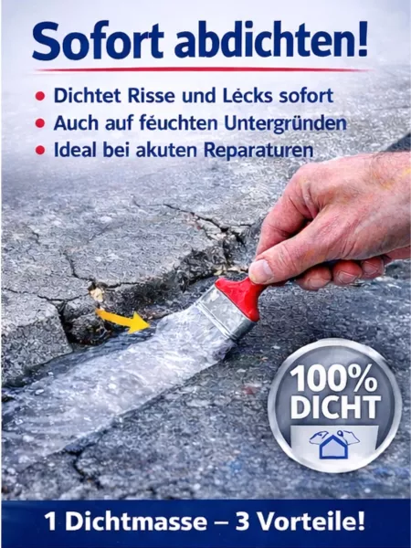 Aqua-Dicht grey 750 ml – instant sealing compound for repairs, broad adhesion range even in wet conditions