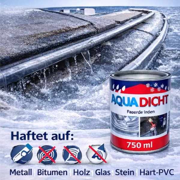 Aqua-Dicht grey 750 ml – instant sealing compound for repairs, broad adhesion range even in wet conditions