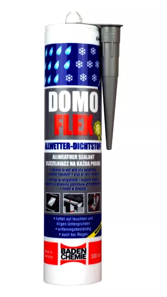 DOMOFLEX Dichtstoff Grau – Silikonalternative , haftet auch auf feuchtem Untergrund