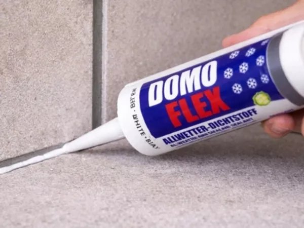 DOMOFLEX Dichtstoff Weiss – Silikonalternative , haftet auch auf feuchtem Untergrund