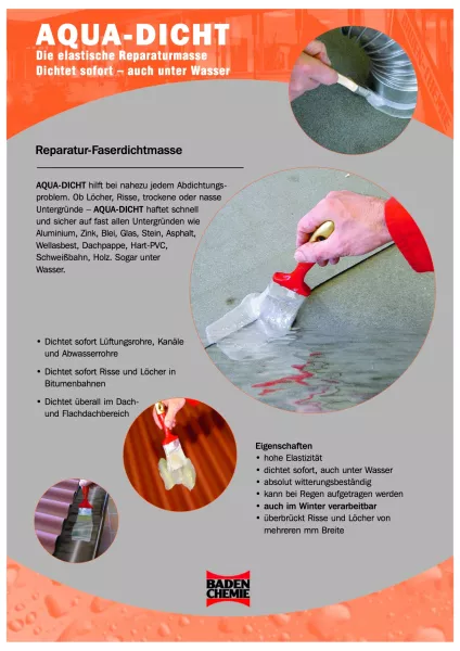 Aqua-Dicht grey 750 ml – instant sealing compound for repairs, broad adhesion range even in wet conditions