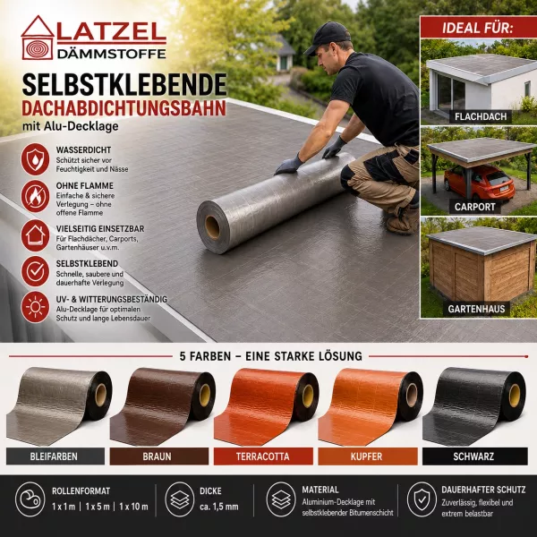 Selbstklebende Dachabdichtungsbahn Aluminiumbeschichtet