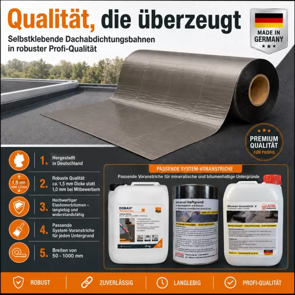 Selbstklebende Dachabdichtungsbahn Aluminiumbeschichtet