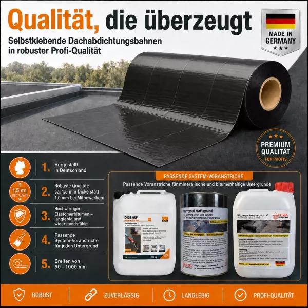 Selbstklebende Dachabdichtungsbahn Aluminiumbeschichtet
