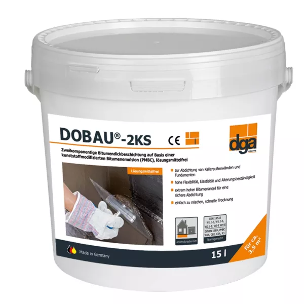 DOBAU®-2KS – 2 Komponenten Bitumendickbeschichtung lösemittelfrei zur Bauwerksabdichtung nach DIN 18533 Eimer 15 l